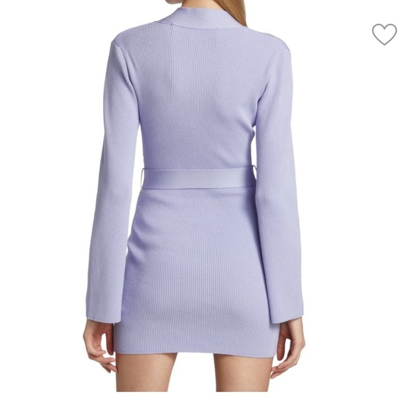 GAUGE81 BAHA RIBBED LONG SLEEVE BODYCON MINI DRESS IN LILAC NWT - Picture 2 of 8